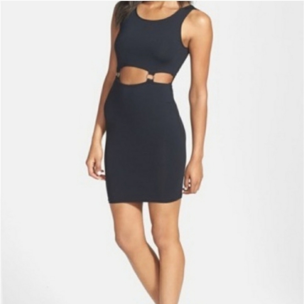 Leith Black Waist Cutout Mini Dress